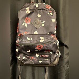 JanSport Black Rose Floral Backpack